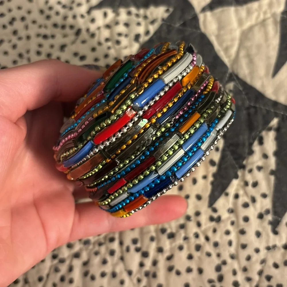 🤡 Medium Artisan Beaded Metal Jewelry Box